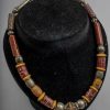 collana con vaghi tubolari in vetro millefiori - bauxite - vetro avvolto con decorazioni scritte. Argenti. 